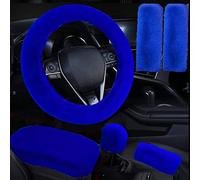Ensemble complet de 6 pièces pour intérieur de voiture en peluche, housse de volant avec accoudoirs et protections de levier de vitesse pour un confort amélioré, ajustement universel pour roues de