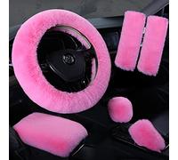 Ensemble complet de 6 pièces pour intérieur de voiture en peluche, housse de volant avec accoudoirs et protections de levier de vitesse pour un confort amélioré, ajustement universel pour roues de