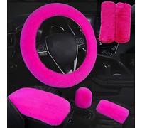 Ensemble complet de 6 pièces pour intérieur de voiture en peluche, housse de volant avec accoudoirs et protections de levier de vitesse pour un confort amélioré, ajustement universel pour roues de