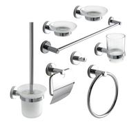 ENSEMBLE COMPLET DE 8 ACCESSOIRES DE SALLE DE BAIN CHROMÉS NECESSARY