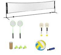 SPORTNOW Ensemble Set Complet de Badminton, Pickleball et Volleyball, 3 en 1, Jeux Sport extérieur avec Filet Hauteur réglable 107-155 cm