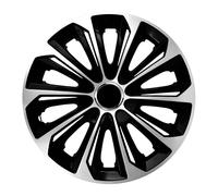 Ensemble complet de capuchons de jante 15 pouces 4 pièces argent et noir