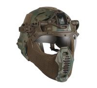 Ensemble Complet de Casque Militaire Airsoft, Masque Integral Tactique en Grillage d'acier, Costume Cosplay pour Homme, Équipement pour Airsoft, Paintball et CQB en Extérieur(CP)