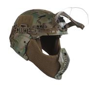 Ensemble Complet de Casque Militaire Airsoft, Masque Tactique Demi-Visage en Maille d'acier, Costume de Cosplay Halloween pour Homme, Équipement Airsoft Paintball CS CQB en Extérieur(CP)