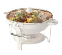 Ensemble Complet de Chafing Dish, Chaudron de Restauration Rond en Acier Inoxydable de 5L avec Couvercle en Verre Visible, Réchauffeurs de Nourriture pour Buffets pour Fêtes, Événements, Mariages