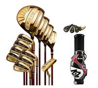 Ensemble complet de clubs de golf en alliage de titane avec 3 bois, 7 fers, 1 putter, 1 bois de fer et un sac pour la maison et l'extérieur - 12 pièces au total