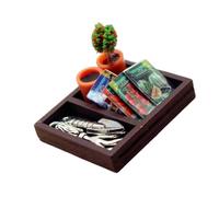 Ensemble complet de décorations de jardin miniatures à l'échelle 1:12 comprenant des accents agricoles polyvalents pour livre d'histoires, ensemble d'outils de jardinage miniatures esthétiques