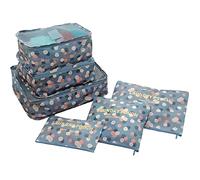 Ensemble complet de différents sacs, organisateurs de valise et voyage (Fleur Bleue)