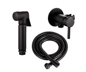 Ensemble complet de douchette design WC/bidet avec mitigeur Mini Shattaf en noir mat
