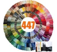 Ensemble complet de fil à broder 447 couleurs pour bracelet d'amitié, fil à broder en polyester à 6 brins de 22,1 cm