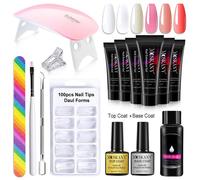 Ensemble complet de Gel pour ongles en Poly,avec lampe LED 6W,pour débutants,pointes d'ongles,Design artistique 3D,Black