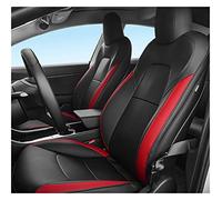 Ensemble Complet De Housses Coussin Siège Voiture pour Tesla pour Modèle 3 Y 2019 2020 2021 2022 Intérieur en Cuir Écologique Ensembles Housses Siège Voiture(Noir Rouge,3 Armrest)