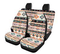 Ensemble Complet de Housses de siège de Voiture Vintage Tribal aztèque pour SUV, camions, camionnettes, berlines, Housses élastiques pour sièges Avant et arrière, Ajustement Universel, Beige