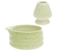Ensemble complet de matcha avec bol à matcha en céramique 500 ml, support mélangeur en céramique, kit parfait pour la préparation (vert)