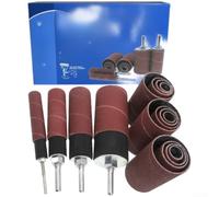 Ensemble complet de ponceuses à tambour avec manchons en oxyde d'aluminium durable à grain grossier et moyen pour ponçage polyvalent sur bois, métal, plastique, broches en caoutchouc et étui de