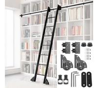 Ensemble complet de quincaillerie pour rail roulant robuste avec roues de freinage (échelle non incluse), système de roulettes métalliques(Non-telescopic,366cm Kit de piste)