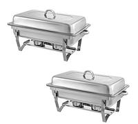 Ensemble Complet de réchauds de Buffet 9 L, Chauffe-Plats en Acier Inoxydable avec bac à Eau, bac à Nourriture, réservoir à Combustible et Couvercle pour buffets de fêtes (2 pièces