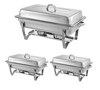 Ensemble Complet de réchauds de Buffet 9 L, Chauffe-Plats en Acier Inoxydable avec bac à Eau, bac à Nourriture, réservoir à Combustible et Couvercle pour buffets de fêtes (3 pièces