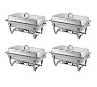 Ensemble Complet de réchauds de Buffet 9 L, Chauffe-Plats en Acier Inoxydable avec bac à Eau, bac à Nourriture, réservoir à Combustible et Couvercle pour buffets de fêtes (4 pièces