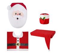 Ensemble Complet De Salle Bain Noël Couverture Toilette Tapis Réservoir Boîte en Papier Améliore La Maison avec Couvercle Boîte en Papier Vacances
