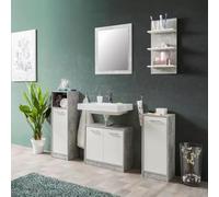 Ensemble complet de salle de bain couleur beton et blanc - Madeira