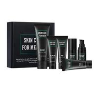 Ensemble complet de soins de la peau pour homme 7 pièces avec nettoyant visage, gommage, sérum, crème contour des yeux, crème hydratante SPF20, crème de nuit - Lisse, hydrate, rend votre peau