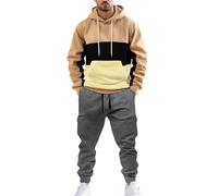 Ensemble complet de survêtement décontracté pour homme, 2 pièces à capuche avec pantalon de survêtement | Ensemble pantalon de survêtement et sweat à capuche pour homme | Tenue patchwork élégante |