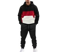 Ensemble complet de survêtement décontracté pour homme, 2 pièces à capuche avec pantalon de survêtement | Ensemble pantalon de survêtement et sweat à capuche pour homme | Tenue patchwork élégante |