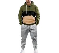 Ensemble complet de survêtement décontracté pour homme, 2 pièces à capuche avec pantalon de survêtement | Ensemble pantalon de survêtement et sweat à capuche pour homme | Tenue patchwork élégante |