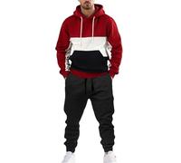 Ensemble complet de survêtement décontracté pour homme, 2 pièces à capuche avec pantalon de survêtement | Ensemble pantalon de survêtement et sweat à capuche pour homme | Tenue patchwork élégante |