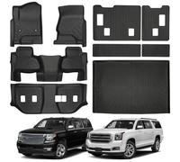 Ensemble complet de tapis de sol et doublure cargo avec dossier pour Chevrolet Suburban/GMC Yukon XL 2015-2020, protection contre les intempéries, tapis en caoutchouc TPE sur mesure - Noir