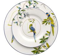 Ensemble complet de vaisselle pour 8 personnes, assiette et service de table en porcelaine anglaise sur le thème des perroquets, coffret cadeau, service de fête familiale, assiette à dîner, salade