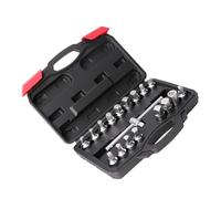 Ensemble complet d'outils automobiles 18 pièces avec douille résistante à la corrosion, clé à levier universel et récipient de rangement portable, douille en alliage d'acier haute résistance