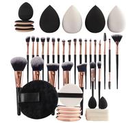 Ensemble complet d'outils de maquillage, 45 pièces, kit de pinceaux de maquillage légers, taille de voyage avec tampon à poudre pour femme, accessoires cosmétiques pour les voyages d'affaires, l'école
