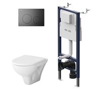 Ensemble complet - Élément de pré-installation incl. plaque de commande II90138 + WC suspendu Hit CTA1700SC FlashClean + Siège de WC avec fermeture amortisée Soft-Close, AM.PM Prime Fit IIS90138