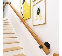 Ensemble complet en bois antidérapant avec support en métal, 1 rampe murale réglable de 6,1 m pour intérieur ou extérieur, maison, loft et escalier
