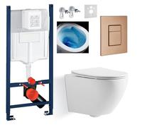 Ensemble complet Imprese 5 en 1 - Armature encastrée + bol WC sans bride BLATNA TWIST TORNADO + Abattant WC avec système d'abaissement automatique Slim + bouton brossé en cuivre + tapis + kit de