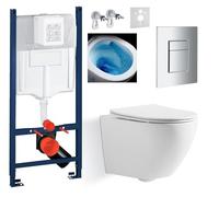 Ensemble complet Imprese 5 en 1 - Armature encastrée + bol WC sans bride BLATNA TWIST TORNADO + abattant WC avec système d'abaissement automatique + bouton chromé + tapis + kit de montage