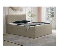Ensemble complet literie déco tête de lit + sommiers coffre + matelas + surmatelas - 180 x 200 cm - Velours - Taupe - MAKANA de