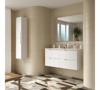 Ensemble complet meuble salle de bains, vasque et miroir 120cm 4 tiroirs White Satin VIMA - SALGAR 111773
