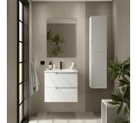 Ensemble complet meuble salle de bains, vasque et miroir 60cm 2 tiroirs White Satin VIMA - SALGAR 111770