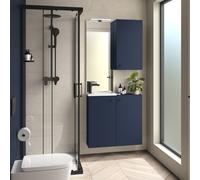Ensemble complet meuble, vasque, miroir et applique 40cm Blue Satin MARVILLE - SALGAR 104995