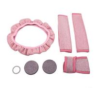 Ensemble complet pour intérieur de voiture avec housse de volant en strass, housse de ceinture de sécurité, housse anti-poussière et anneau de démarrage à bouton pour un style élégant (rose)