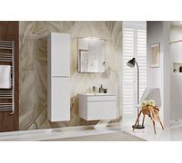Ensemble Complet Pour Salle De Bain 60 Cm Blanc Mat Miroir Led Lavabo