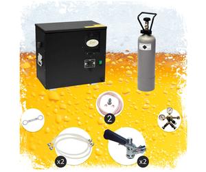 Ensemble complet Tireuse a biere - AS-40 machine a biere, sous le comptoir, pompe a biere 2 lignes, 40 litres/h, professionnelle, Green Line Type S, NC adaptateur