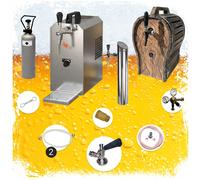 Ensemble complet - Tireuse a biere - JET 30 machine a biere, sous le comptoir, pompe a biere 1 ligne, 35 litres/h avec tonneau en bois NC adaptateur