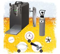 Ensemble complet Tireuse a biere - STREAM 50 machine a biere, sous le comptoir, pompe a biere 2 lignes, 55 litres/h - BLACK EDITION Type D, Adaptateur 5 litres