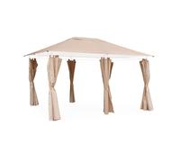 sweeek - Ensemble Complet Toile de Toit et Rideaux Beige pour tonnelle 3x4m Divio - Toile de Rechange pergola. Toile de Remplacement