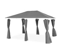 Alice's Garden - Ensemble Complet Toile de Toit et Rideaux Gris pour Tonnelle 3x4m Divio - Toile de Rechange pour Pergola