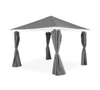 Alice's Garden - Ensemble Complet Toile de Toit et Rideaux Grise pour Tonnelle 3x3m Elusa - Toile de Rechange pour Pergola